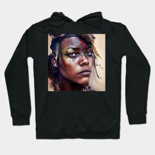 A woman with colorful paint on her face-Himba woman. Hoodie